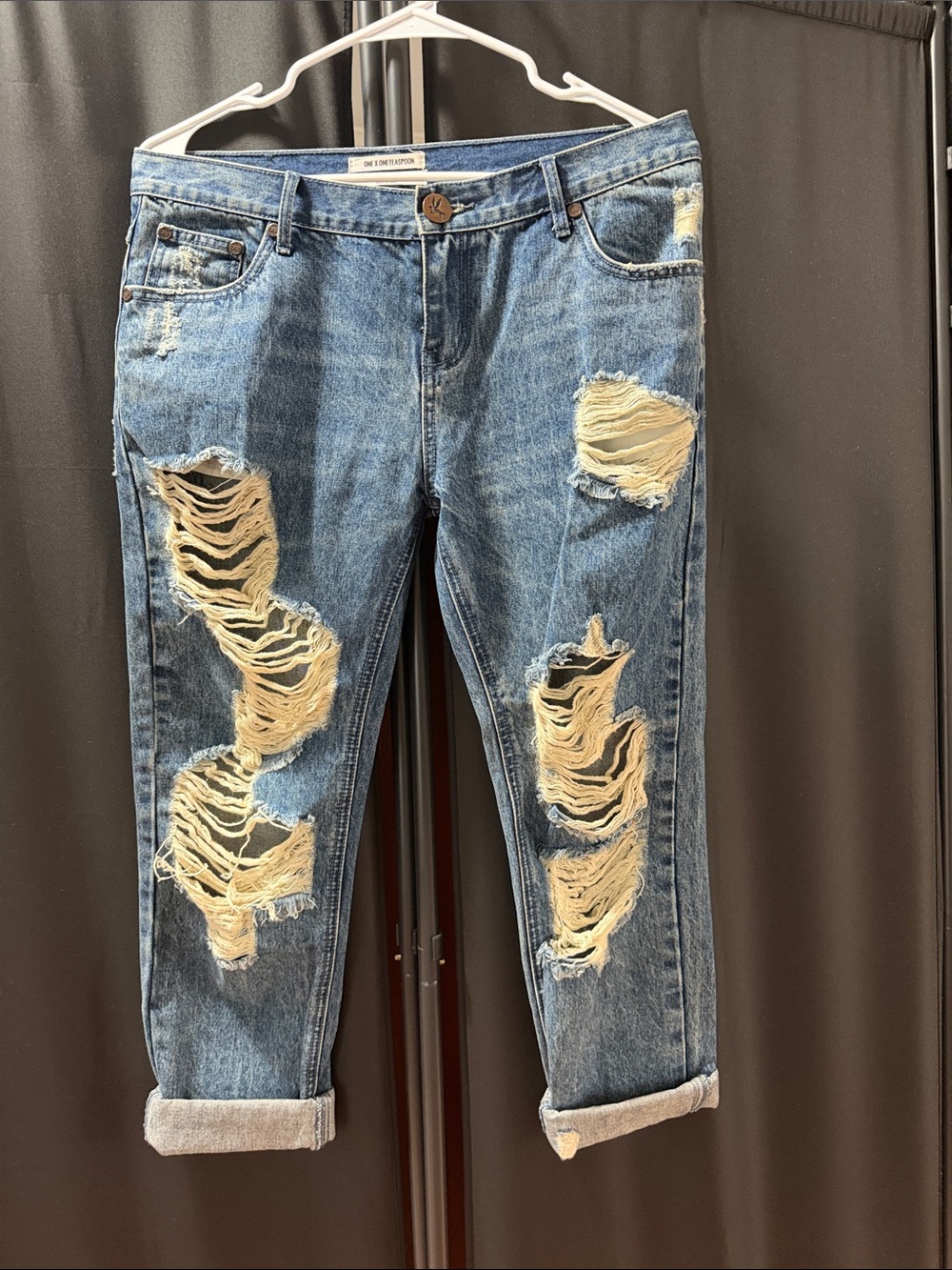 One Teaspoon Blue Distressed Women's Boyfriend Jeans